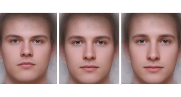 Frontale Nahaufnahme Gesicht eines jungen Mannes mit verschiedenen Gesichtsformen und Gesichtsausdrücken