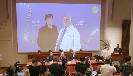 Szenenbild der Bekanntgabe der Nobelpreis-Gewinner