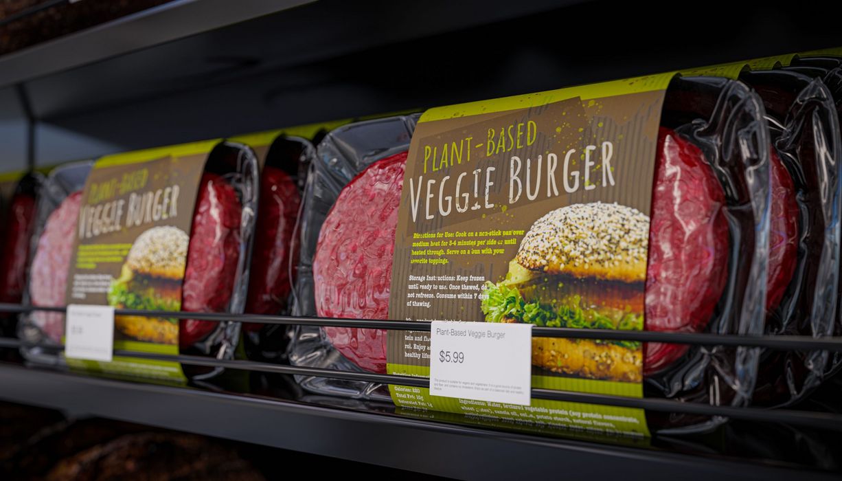 Vegetarische abgepackte Burger.