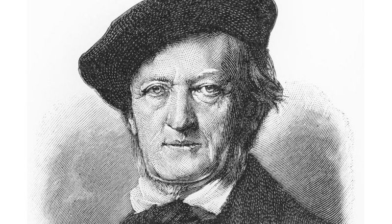 Alte Schwarz-Weiß-Zeichnung (Portrait) von Richard Wagner
