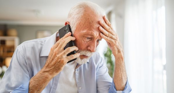 Senior telefoniert per Smartphone.