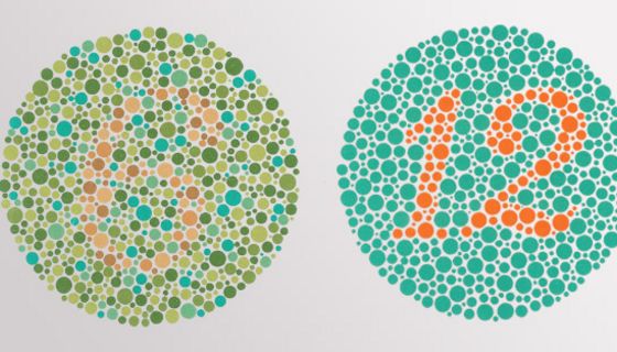 Ishihara-Farbtafeln zur Aufdeckung einer Rot-Grün-Sehschwäche