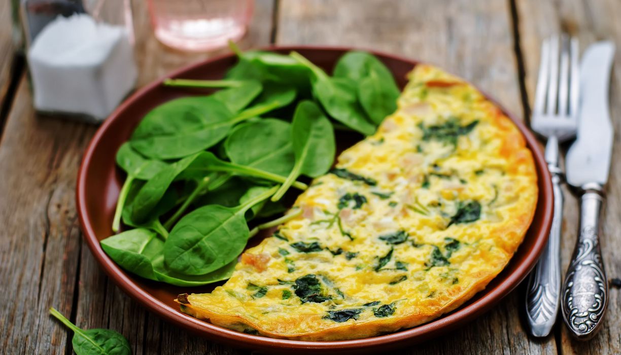 Omelette mit Spinat.
