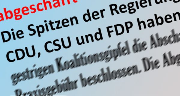 Politischer Text in unterschiedlich gut lesbarer Schrift