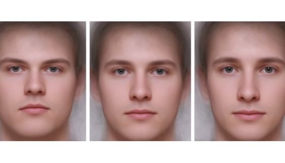 Frontale Nahaufnahme Gesicht eines jungen Mannes mit verschiedenen Gesichtsformen und Gesichtsausdrücken