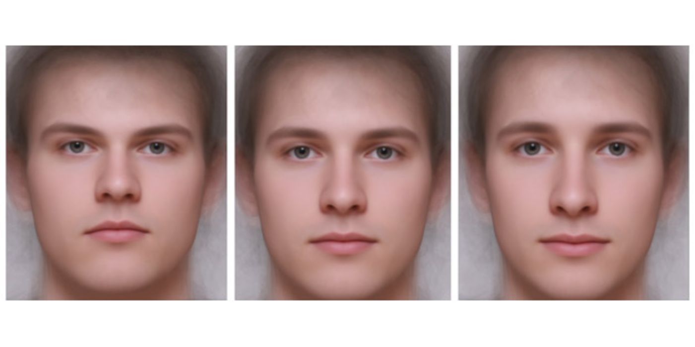 Frontale Nahaufnahme Gesicht eines jungen Mannes mit verschiedenen Gesichtsformen und Gesichtsausdrücken