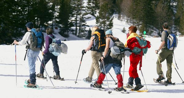 Gruppe von Schneewanderern