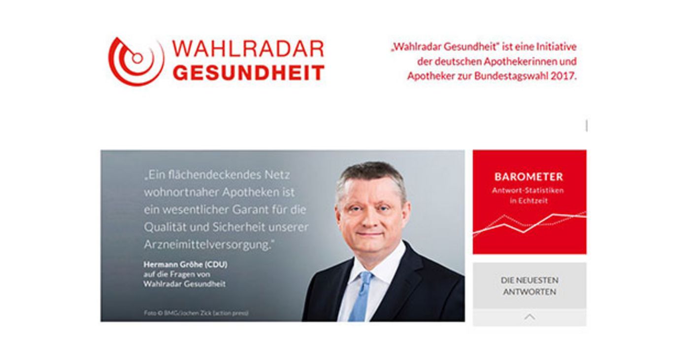 Gesundheitsminister Hermann Gröhe setzt sich im Wahlkampf für Arzneimittelversorgung durch die Apotheke vor Ort ein.